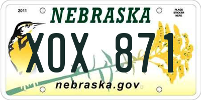 NE license plate XOX871