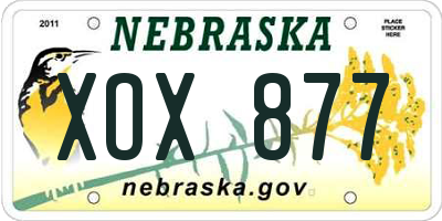 NE license plate XOX877