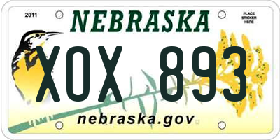 NE license plate XOX893