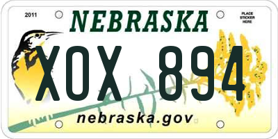 NE license plate XOX894