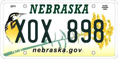 NE license plate XOX898