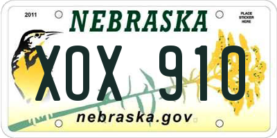 NE license plate XOX910