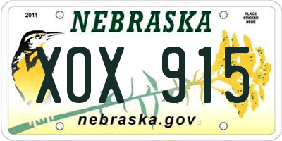 NE license plate XOX915