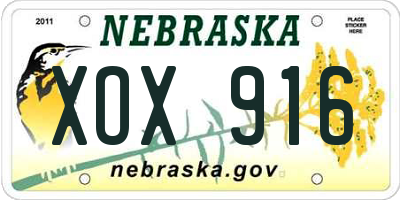 NE license plate XOX916