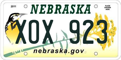 NE license plate XOX923