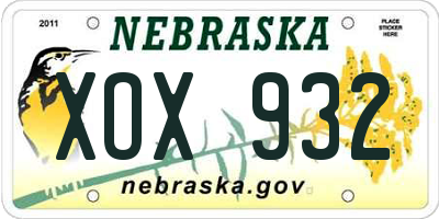 NE license plate XOX932