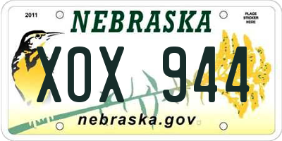 NE license plate XOX944