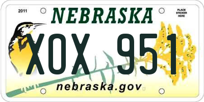 NE license plate XOX951