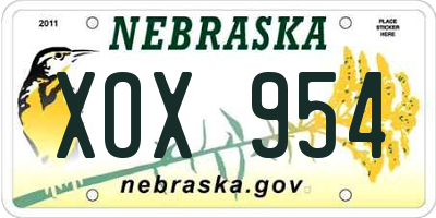 NE license plate XOX954