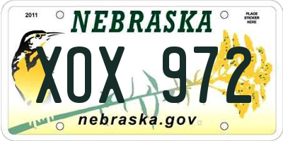NE license plate XOX972