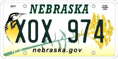 NE license plate XOX974