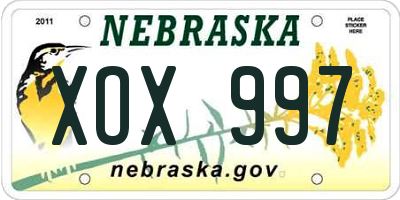 NE license plate XOX997