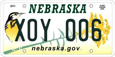 NE license plate XOY006