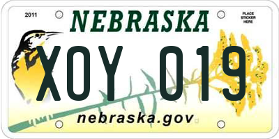 NE license plate XOY019