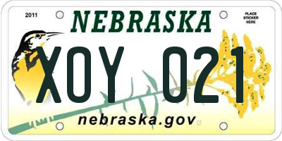 NE license plate XOY021
