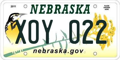 NE license plate XOY022