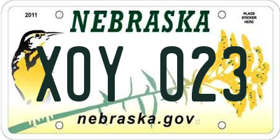 NE license plate XOY023