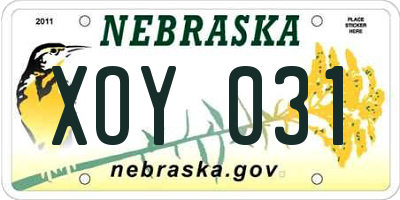 NE license plate XOY031