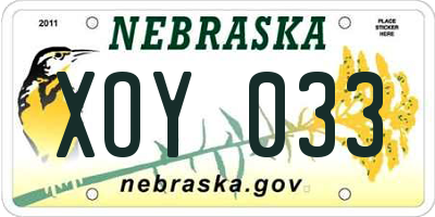 NE license plate XOY033