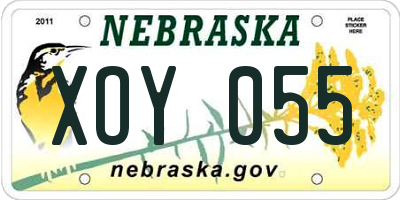 NE license plate XOY055