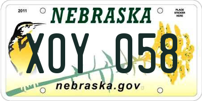 NE license plate XOY058
