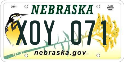 NE license plate XOY071