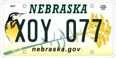 NE license plate XOY077