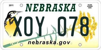 NE license plate XOY078