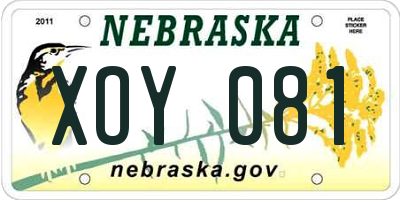 NE license plate XOY081