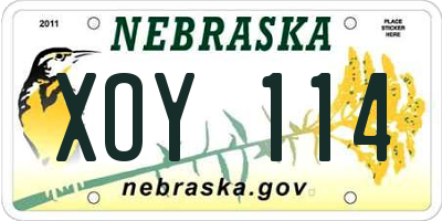 NE license plate XOY114