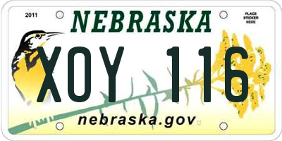 NE license plate XOY116