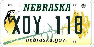 NE license plate XOY118