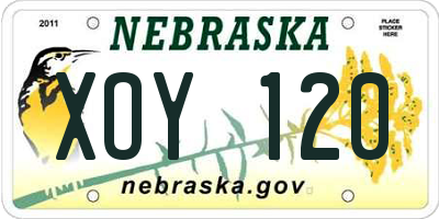 NE license plate XOY120