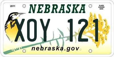 NE license plate XOY121
