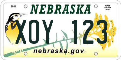 NE license plate XOY123