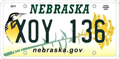 NE license plate XOY136