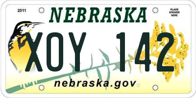 NE license plate XOY142