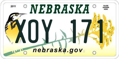 NE license plate XOY171