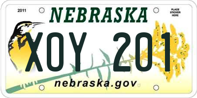 NE license plate XOY201