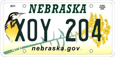 NE license plate XOY204