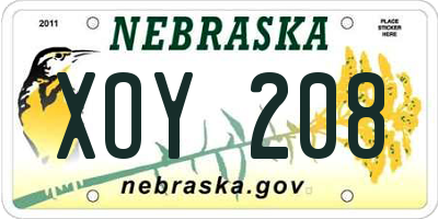 NE license plate XOY208