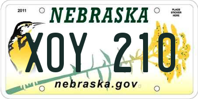 NE license plate XOY210