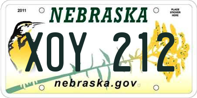 NE license plate XOY212