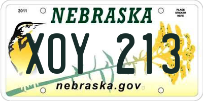 NE license plate XOY213