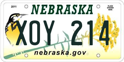 NE license plate XOY214