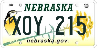 NE license plate XOY215