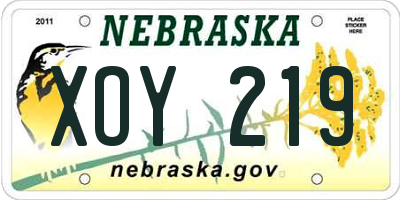 NE license plate XOY219