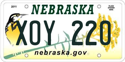 NE license plate XOY220