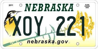 NE license plate XOY221
