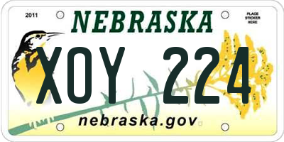 NE license plate XOY224